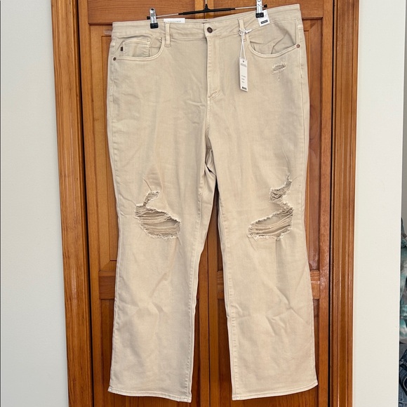 Judy Blue Denim - Judy Blue Bone 90s Straight Jeans Plus Size 24W NWT High‑Waist Distressed
